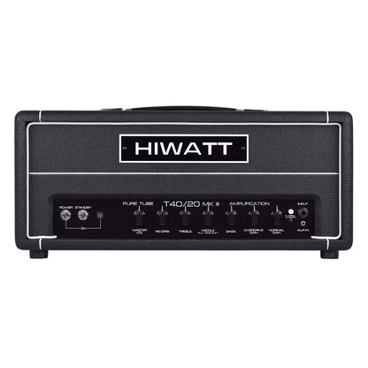 Front view of Hiwatt T40/20 Guitar Amplifier Head on white background