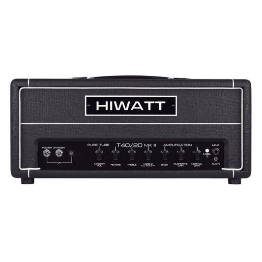 Front view of Hiwatt T40/20 Guitar Amplifier Head on white background
