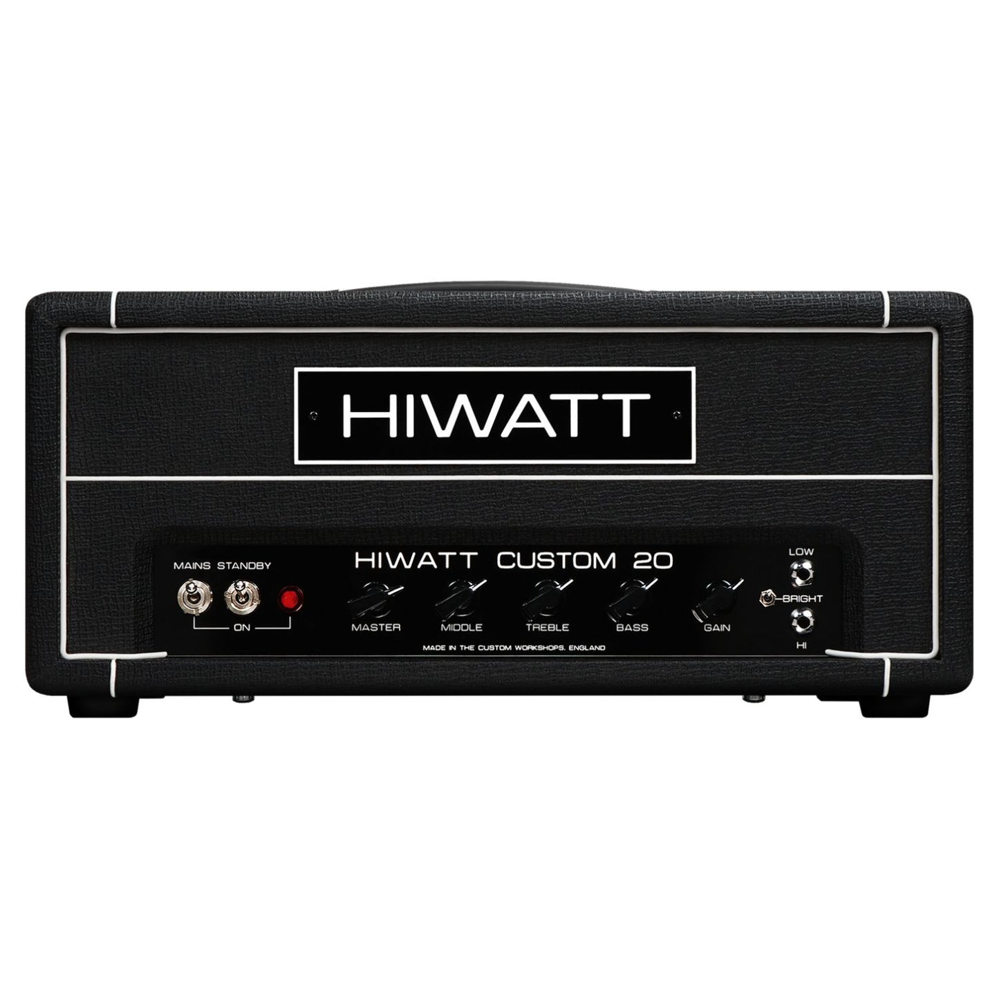 Front view of Hiwatt The Custom 20 Guitar Amplifier Head on white background