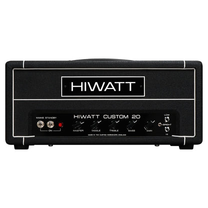 Front view of Hiwatt The Custom 20 Guitar Amplifier Head on white background