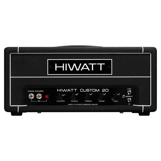 Front view of Hiwatt The Custom 20 Guitar Amplifier Head on white background