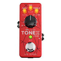 Top view of IK Multimedia TONEX One Brown Sound Pedal Red on white background