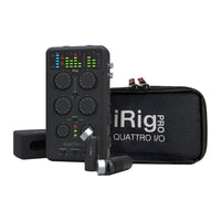 iRig Pro Quattro I/O audio interface with carrying case on a white background