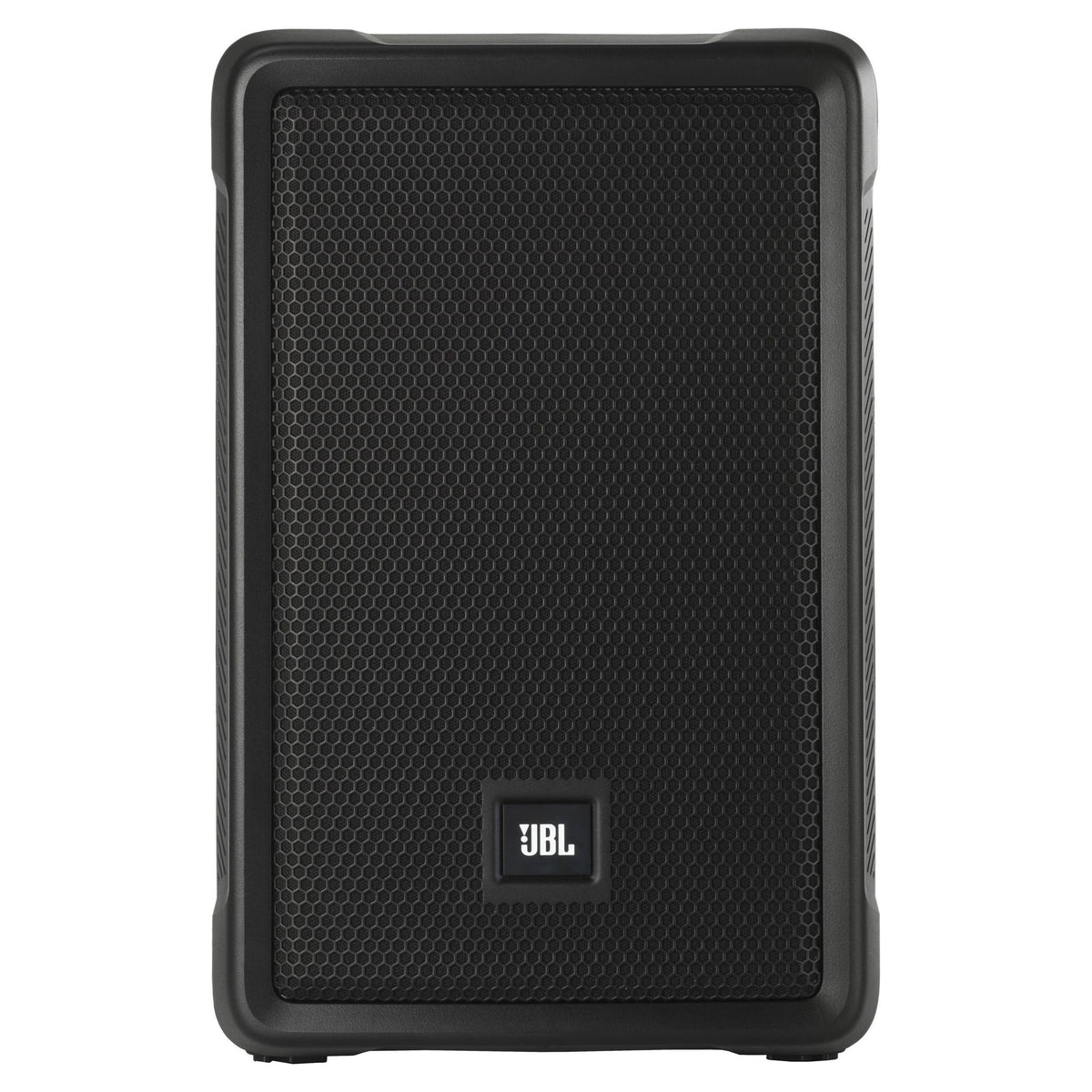 Front view of JBL IRX108BT Powered 8” Portable Speaker with Bluetooth on white background