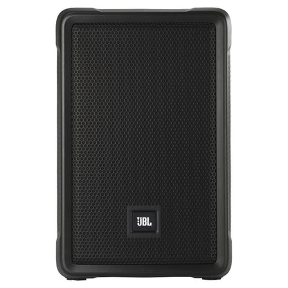 Front view of JBL IRX108BT Powered 8” Portable Speaker with Bluetooth on white background