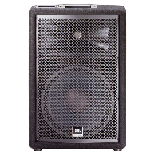 Front view of JBL JRX212 2-Way Loudspeaker on white background