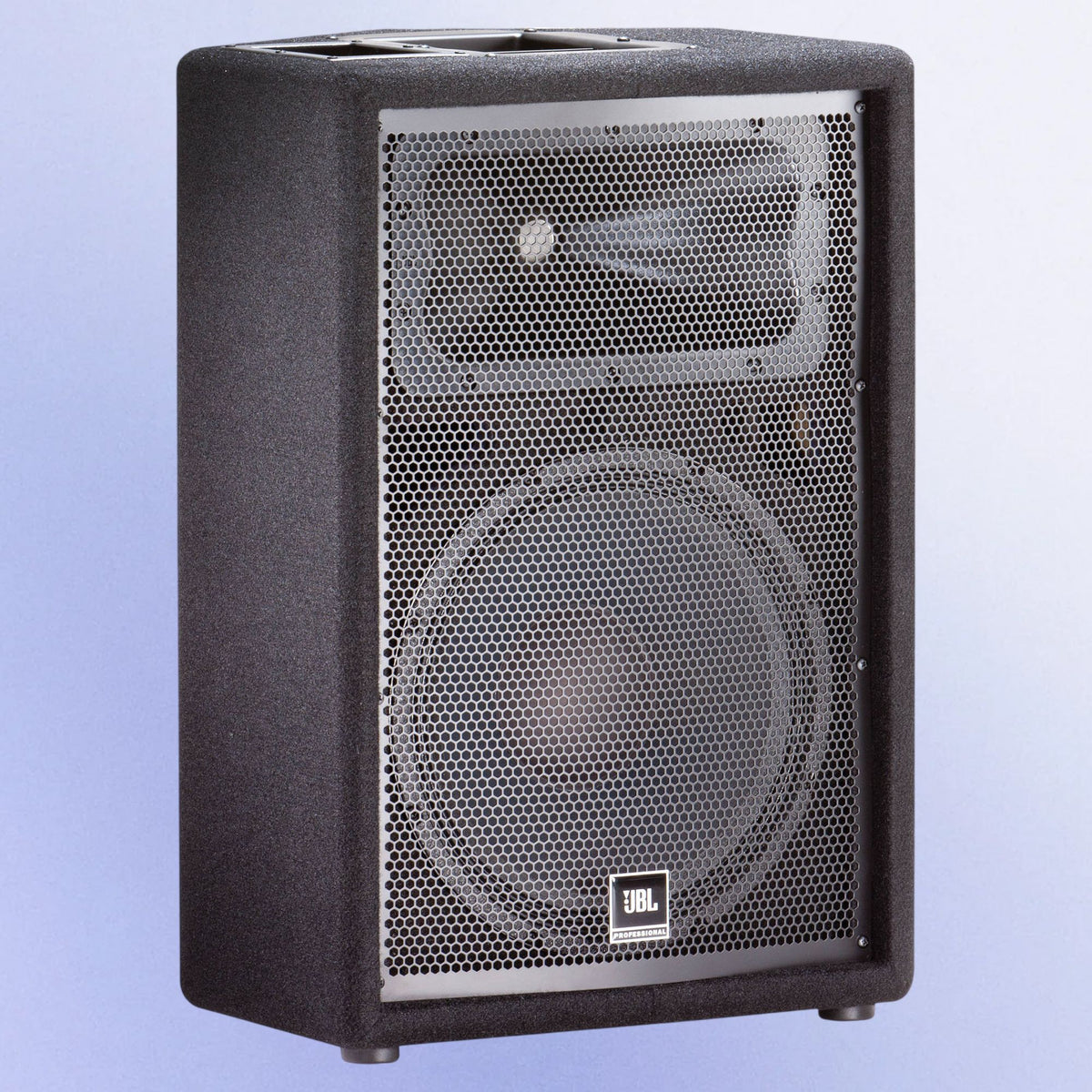 Angled view of JBL JRX212 2-Way Loudspeaker on purple background