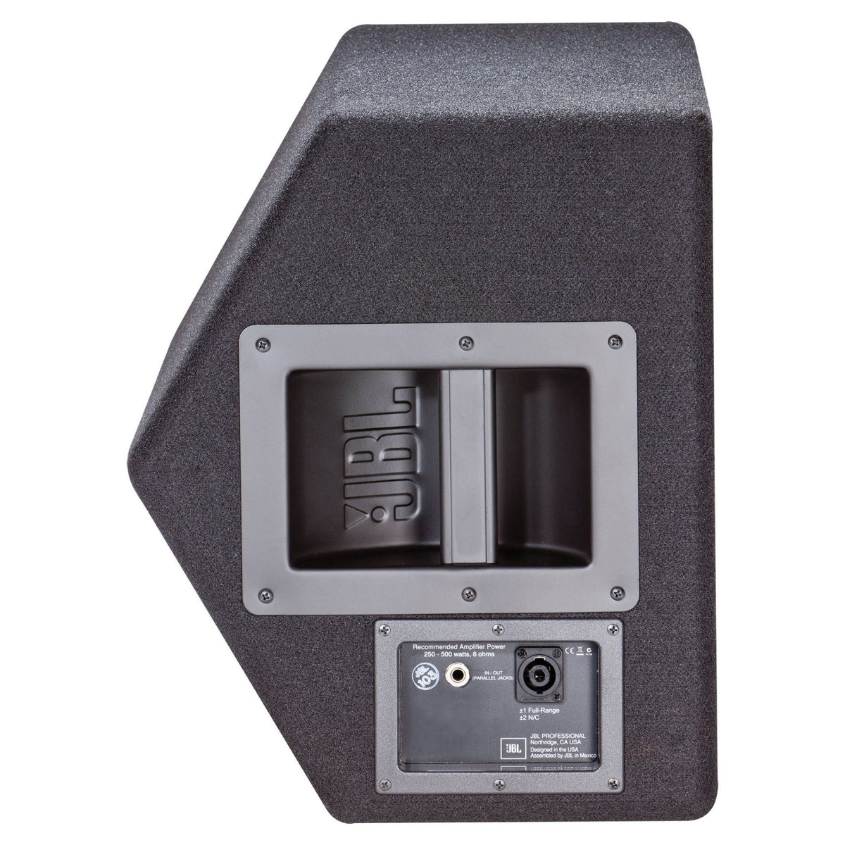 Side ports view of JBL JRX212 2-Way Loudspeaker on white background