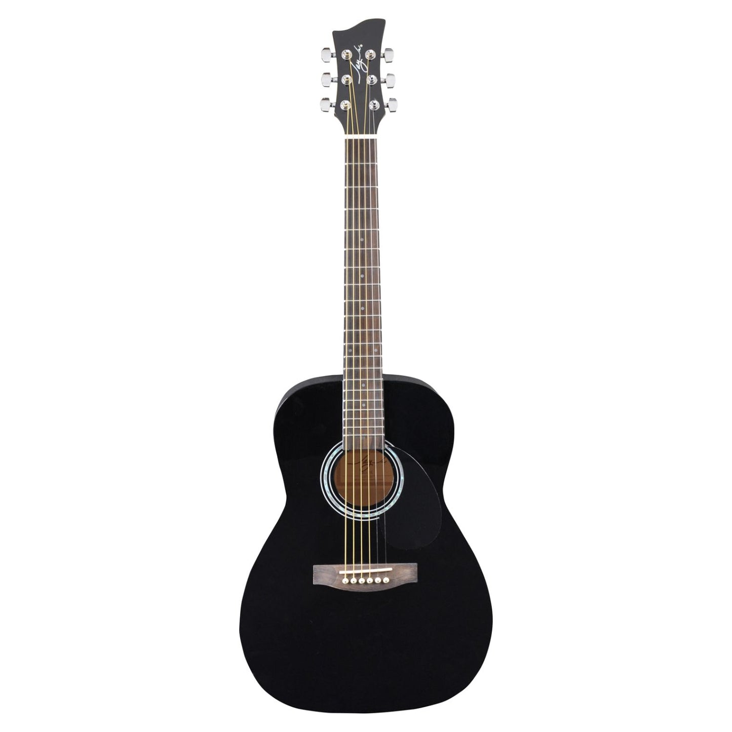 Front view of Jay Turser JJ43 3/4 Size Acoustic Guitar Black on white background