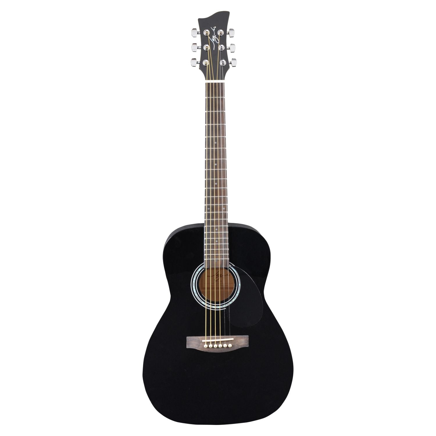 Front view of Jay Turser JJ43 3/4 Size Acoustic Guitar Black on white background