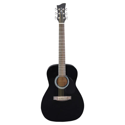 Front view of Jay Turser JJ43 3/4 Size Acoustic Guitar Black on white background