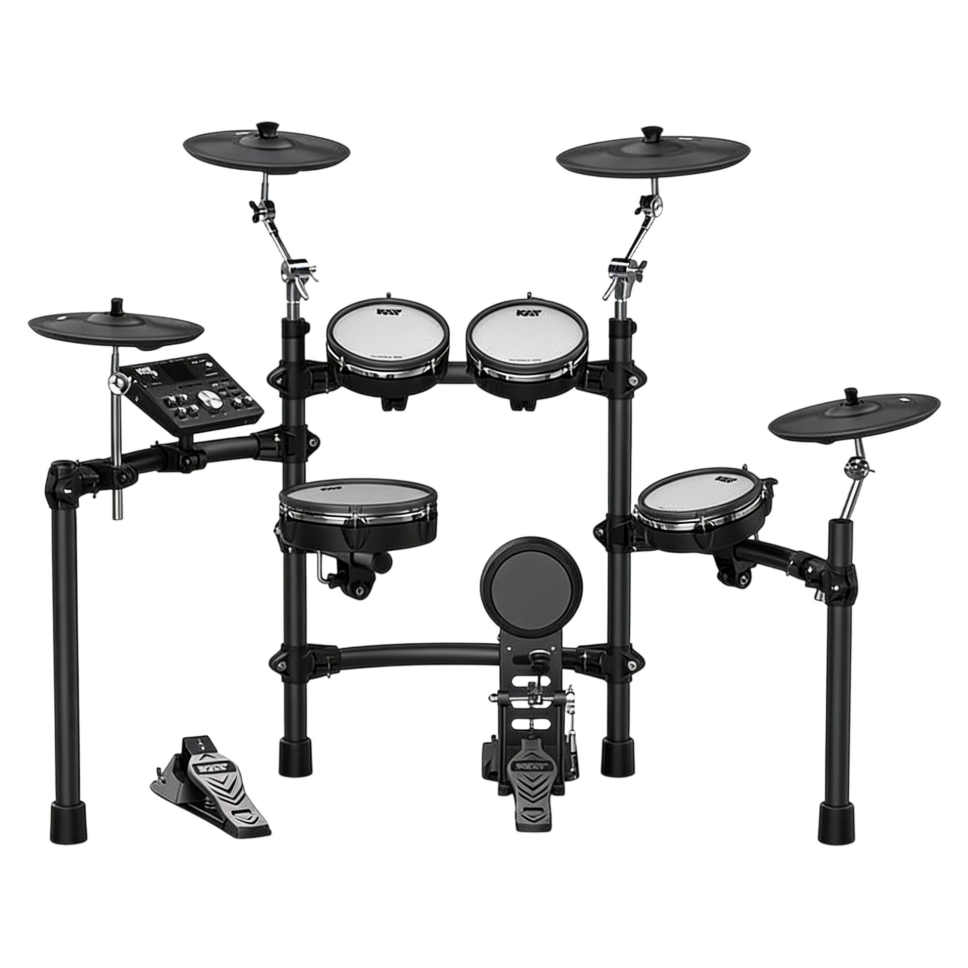 Front view of KAT Percussion KT-300 5-Piece Electronic Drum Set on white background