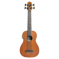 Front view of Kala Rumbler Mahogany Acoustic-Electric U-BASS Ukulele on white background
