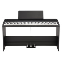 Front view of Korg B2 Digital Piano Black with Stand on white background