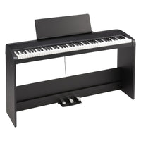 Angled front view of Korg B2 Digital Piano Black with Stand on white background