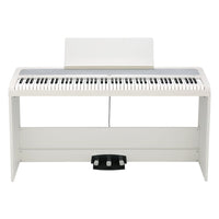 Front view of Korg B2 Digital Piano White with Stand on white background
