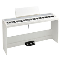 Angled front view of Korg B2 Digital Piano White with Stand on white background