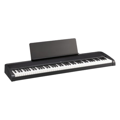 Angled front view of Korg B2+ Black on white background