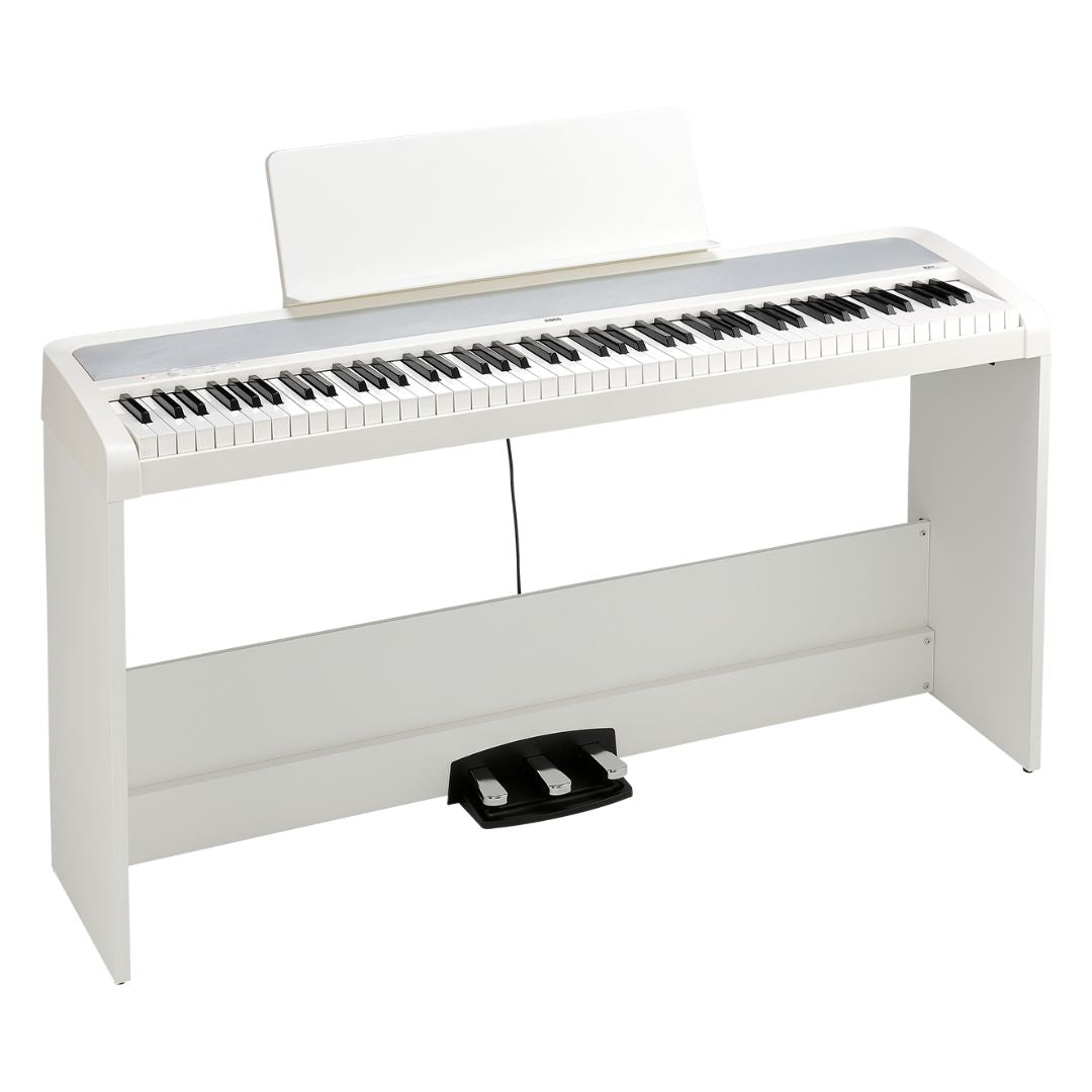 Angled front view of Korg B2+SP White on white background