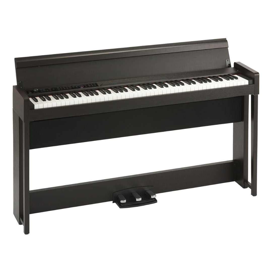 Front view of Korg C1 Air Digital Piano Rosewood Brown on white background
