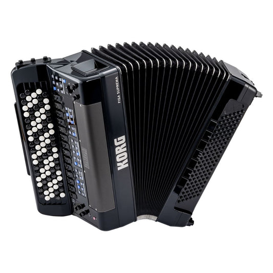 Angled view of Korg FISA SUPREMA Aero Digital Accordion Buttons on white background