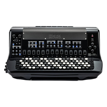 Front view of Korg FISA SUPREMA Aero Digital Accordion Buttons on white background