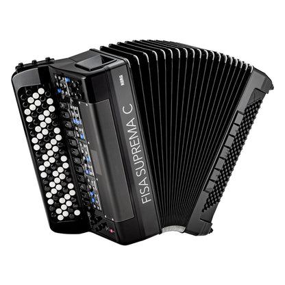 Angled view of Korg FISA SUPREMA C Aero Digital Accordion Buttons on white background