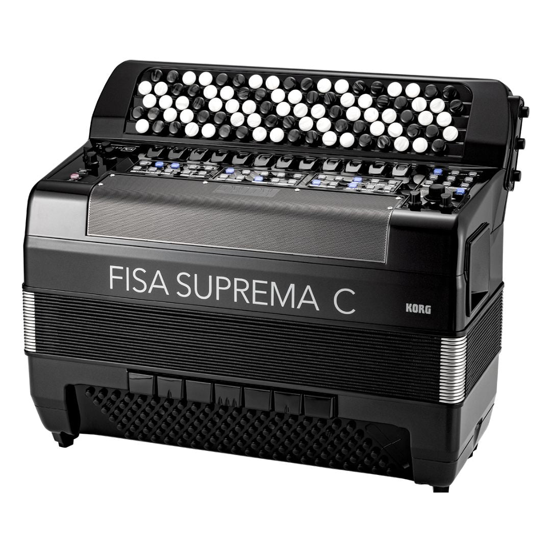 Top view of Korg FISA SUPREMA C Aero Digital Accordion Buttons on white background