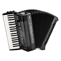 Angled view of Korg FISA SUPREMA C Aero Digital Accordion Piano on white background