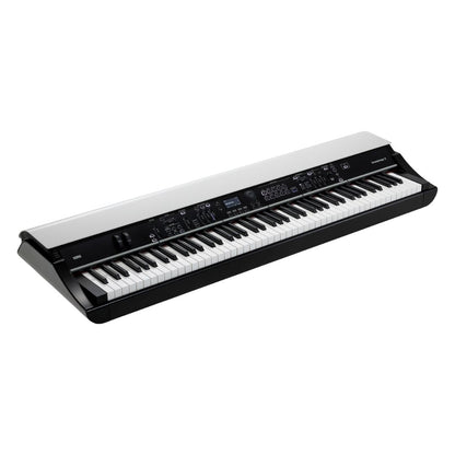 Angled front view of Korg Grandstage X on white background