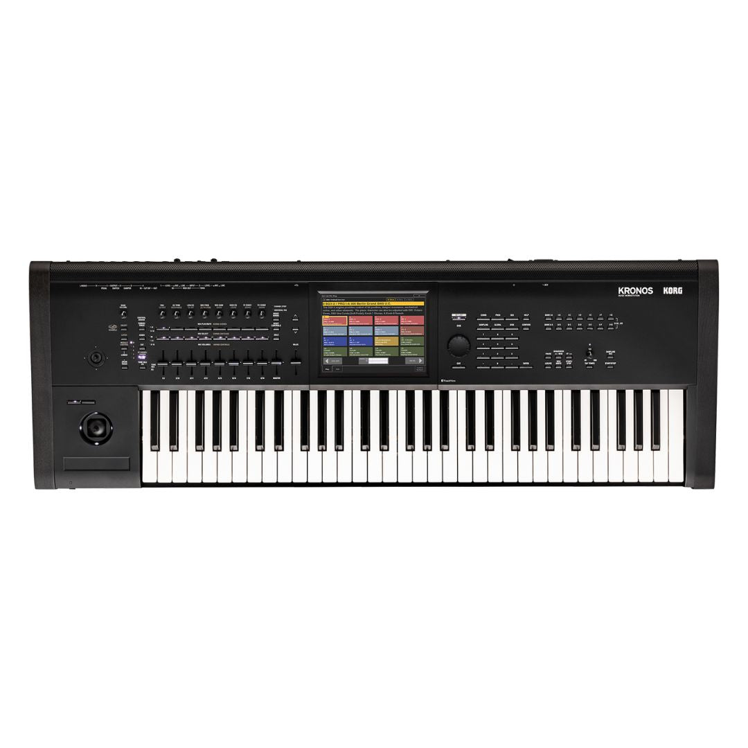 Top view of Korg KRONOS Music Workstation 61 Keys on white background