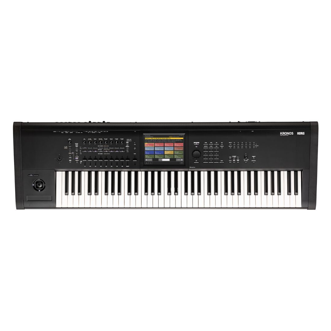 Top view of Korg KRONOS Music Workstation 73 Keys on white background