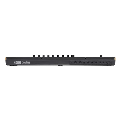 Rear view of Korg Keystage Poly AT MIDI Keyboard 49 Keys on white background