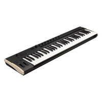Angled view of Korg Keystage Poly AT MIDI Keyboard 61 Keys on white background