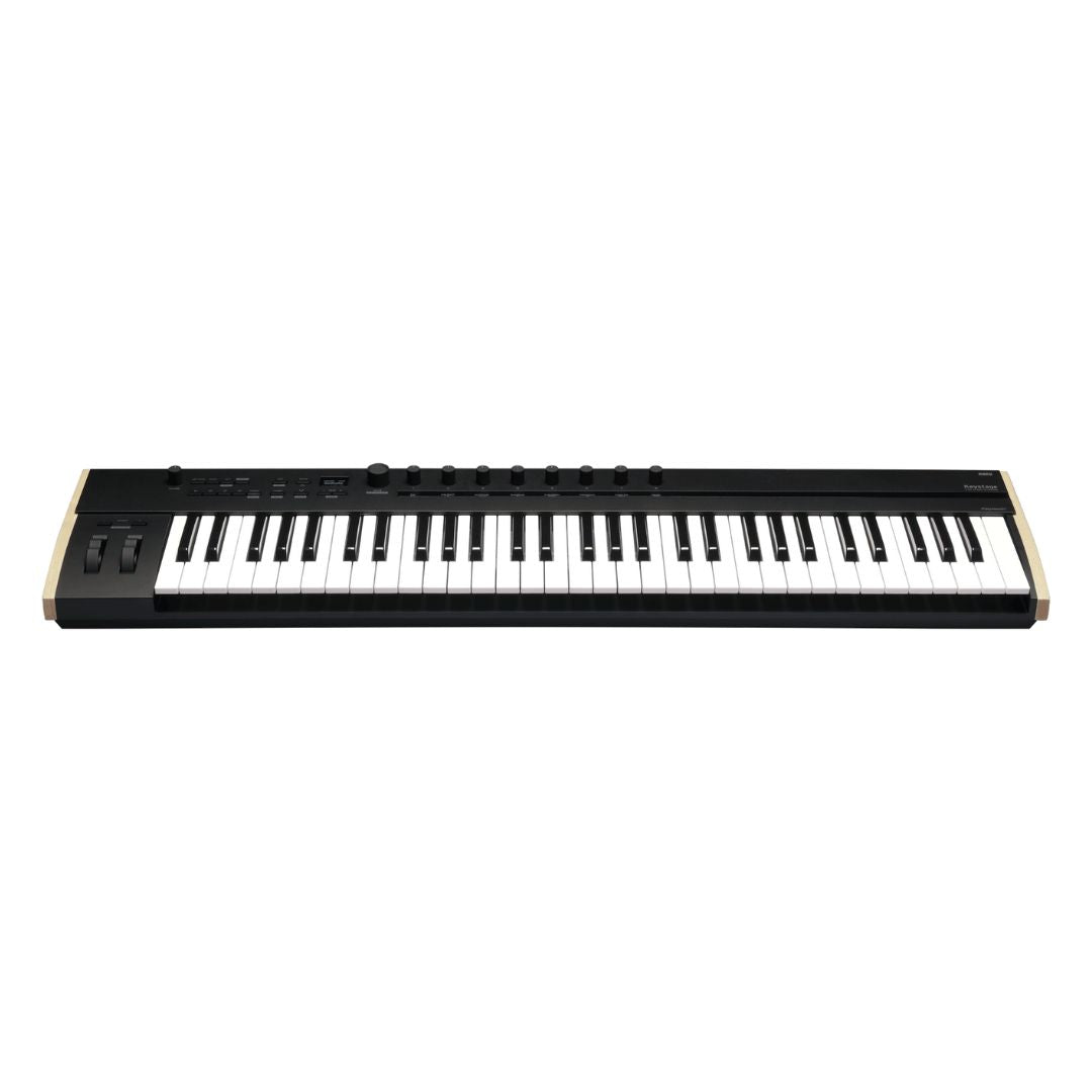 Front view of Korg Keystage Poly AT MIDI Keyboard 61 Keys on white background