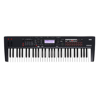 Top view of Korg Kross 2 61 Keys on white background