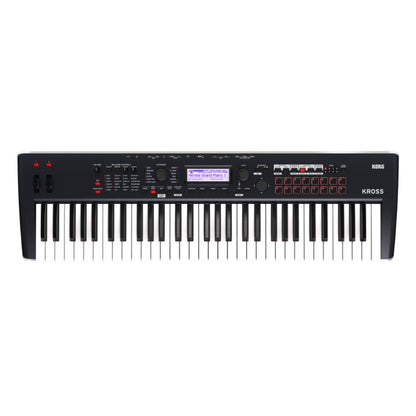 Top view of Korg Kross 2 61 Keys Black on white background