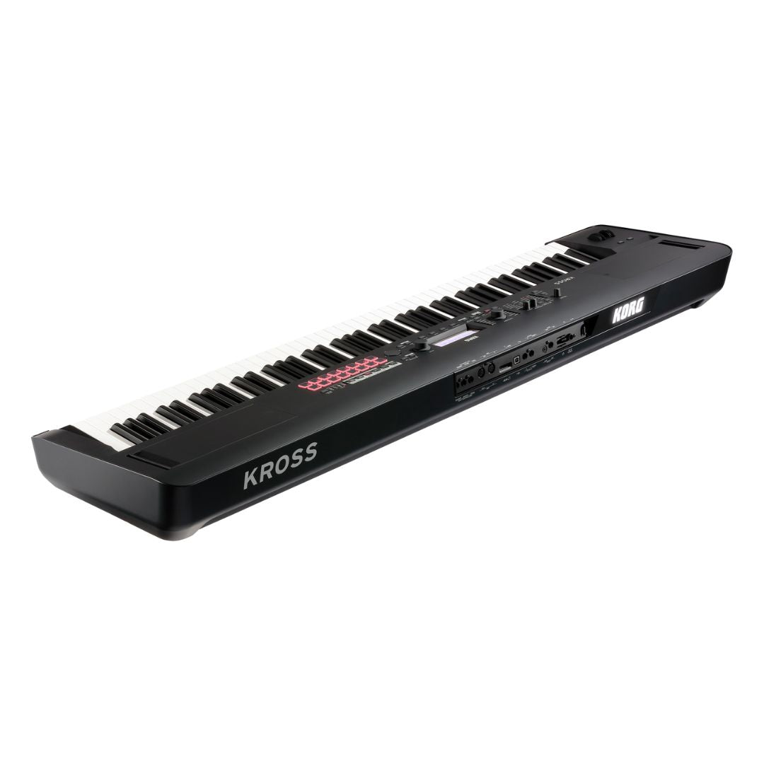 Angled view of Korg Kross 2 88 Keys on white background
