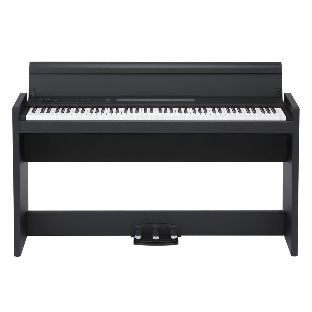 Front view of Korg LP-380 Black on white background
