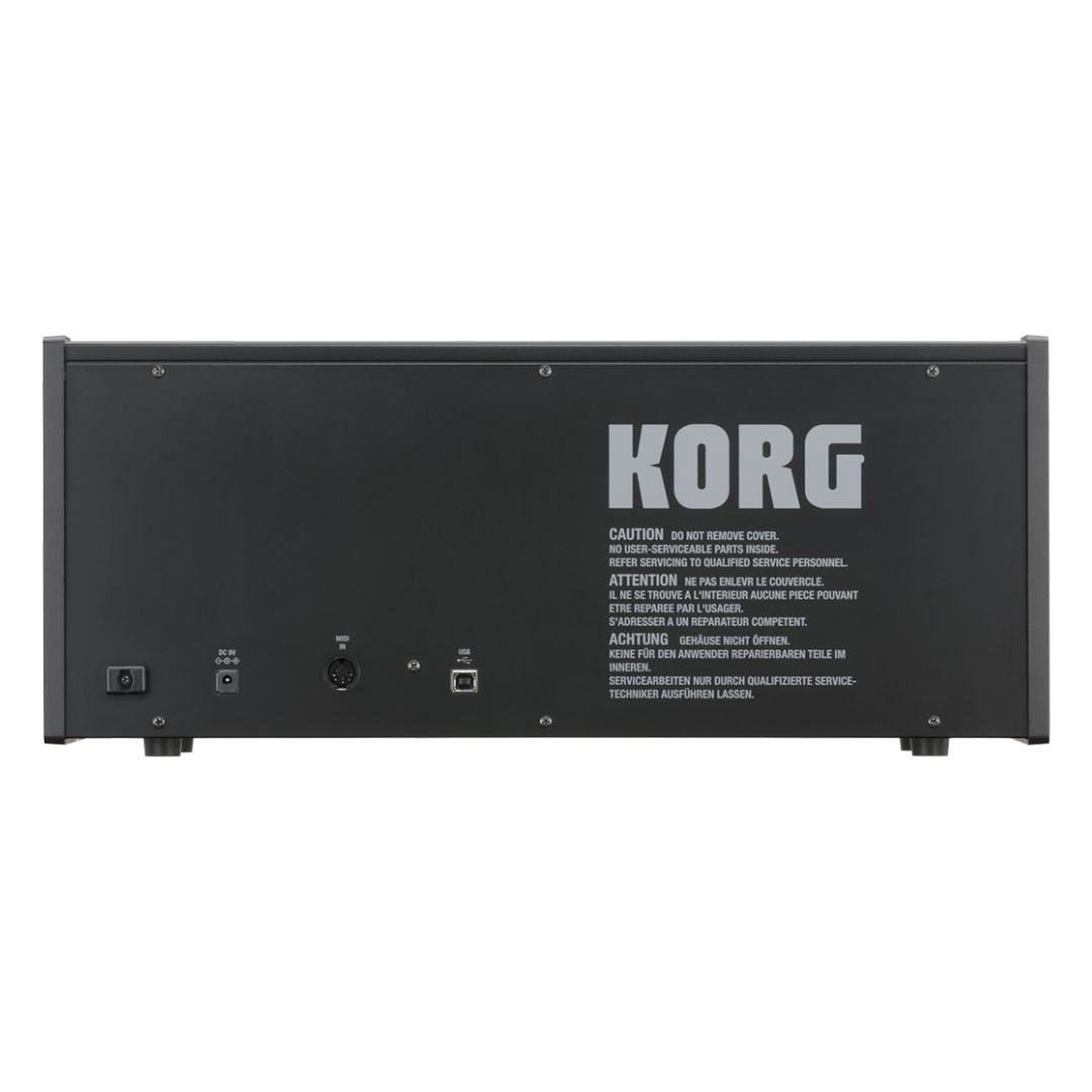 Rear view of Korg MS-20 mini Monophonic Synthesizer on white background
