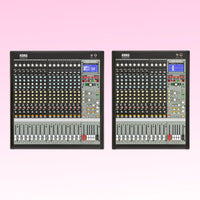 Front view of Korg MW-2408 and Korg MW-1608 on pink background