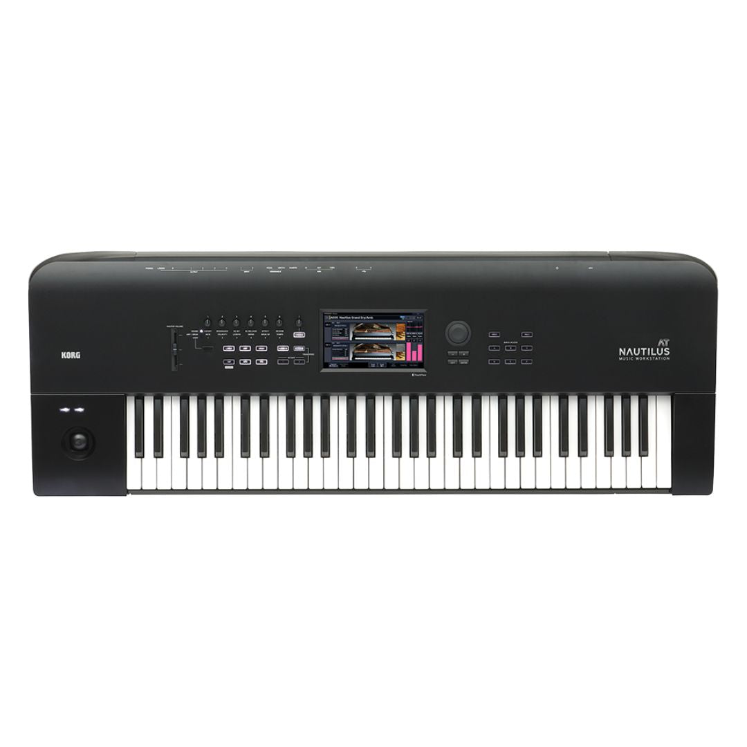 Top view of Korg NAUTILUS AT 61 Keys on white background