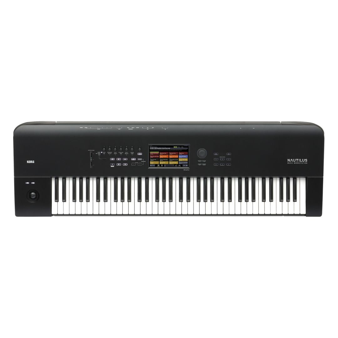 Top view of Korg NAUTILUS 73 Keys on white background