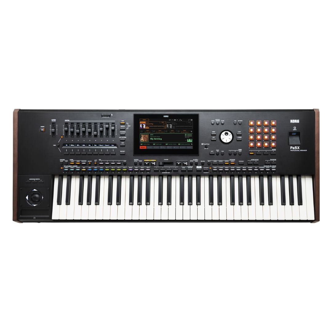 Top view of Korg Pa5X Professional Arranger 61 Keys on white background