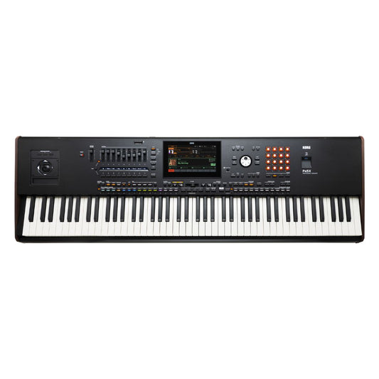 Top view of Korg Pa5X Professional Arranger 88 Keys on white background
