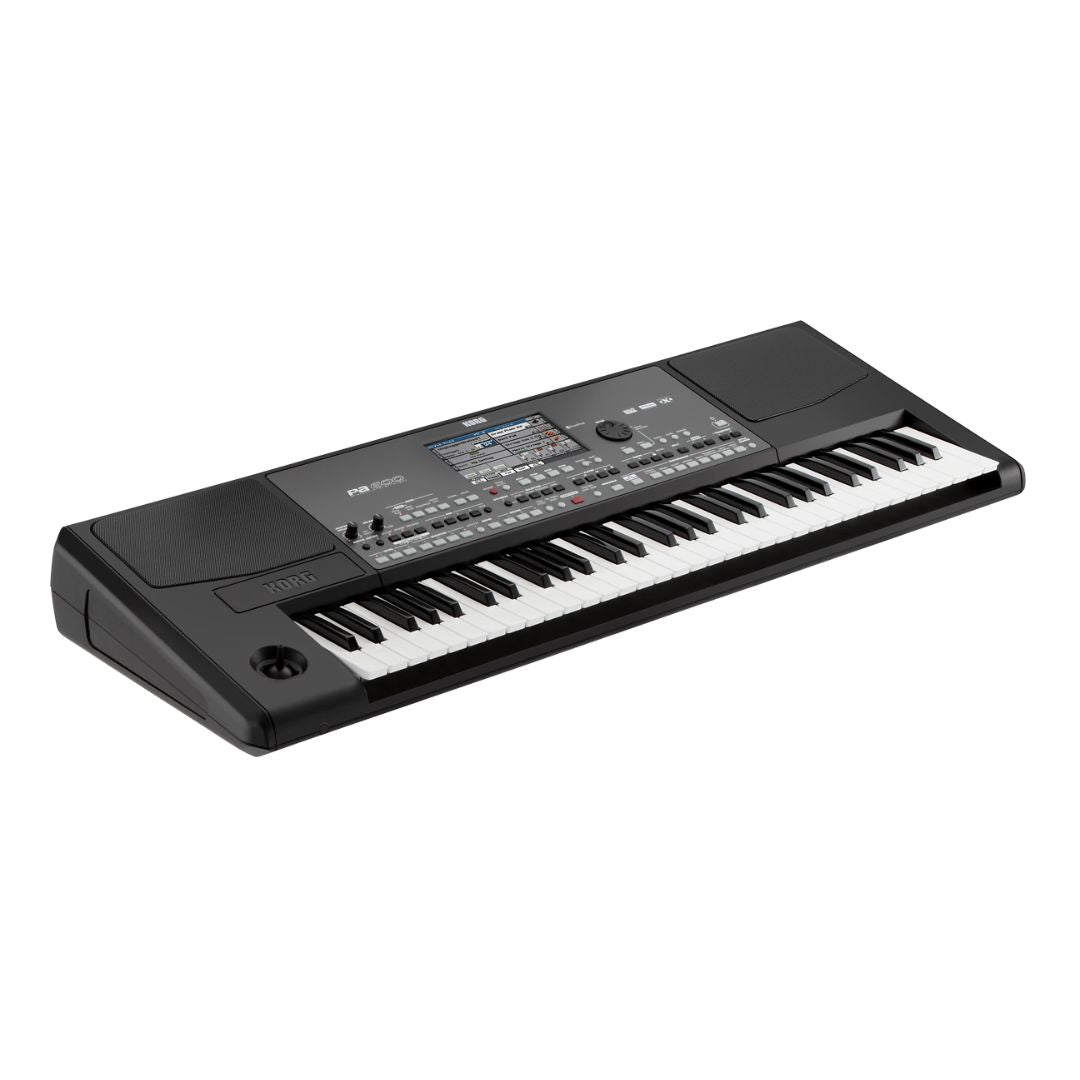 Angled front view of Korg Pa600 on white background