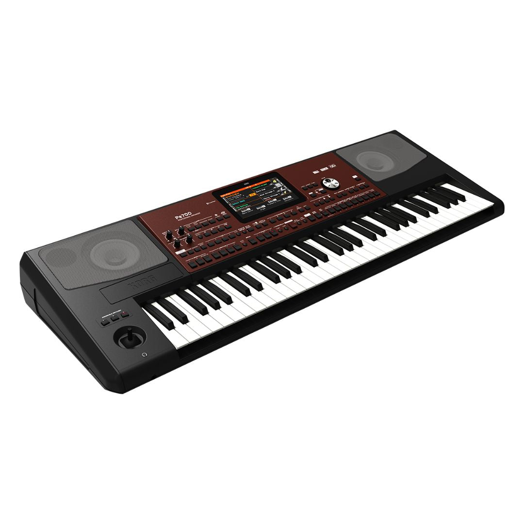 Angled view of Korg Pa700 on white background