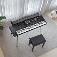 Top view of Korg PaAS MK2 on keyboard in living room