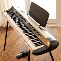 Angled top view of Korg SV-2 Stage Vintage Piano 88 Keys with Internal Speakers in living room