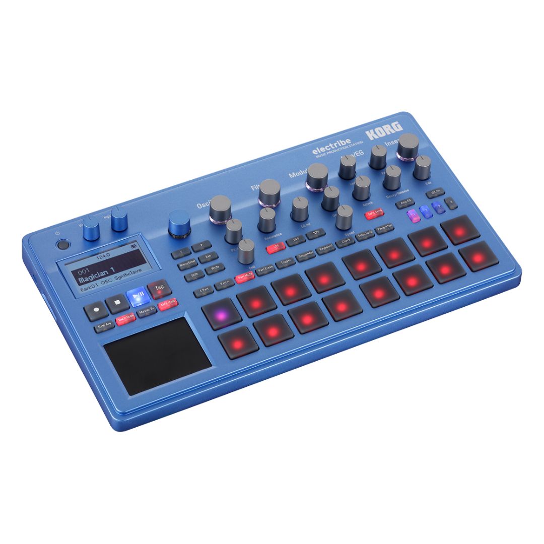 Angled top view of Korg electribe on white background